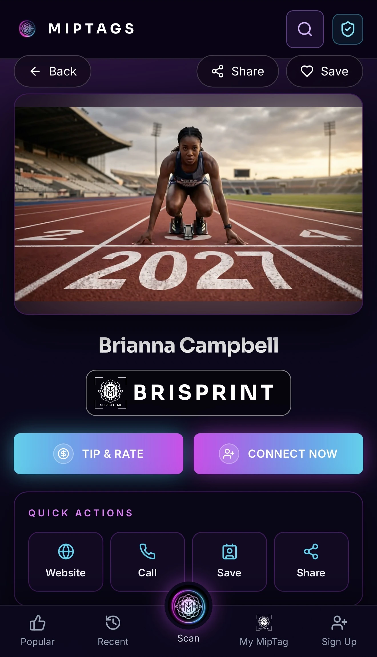 Brianna Campbell MipTags profile design