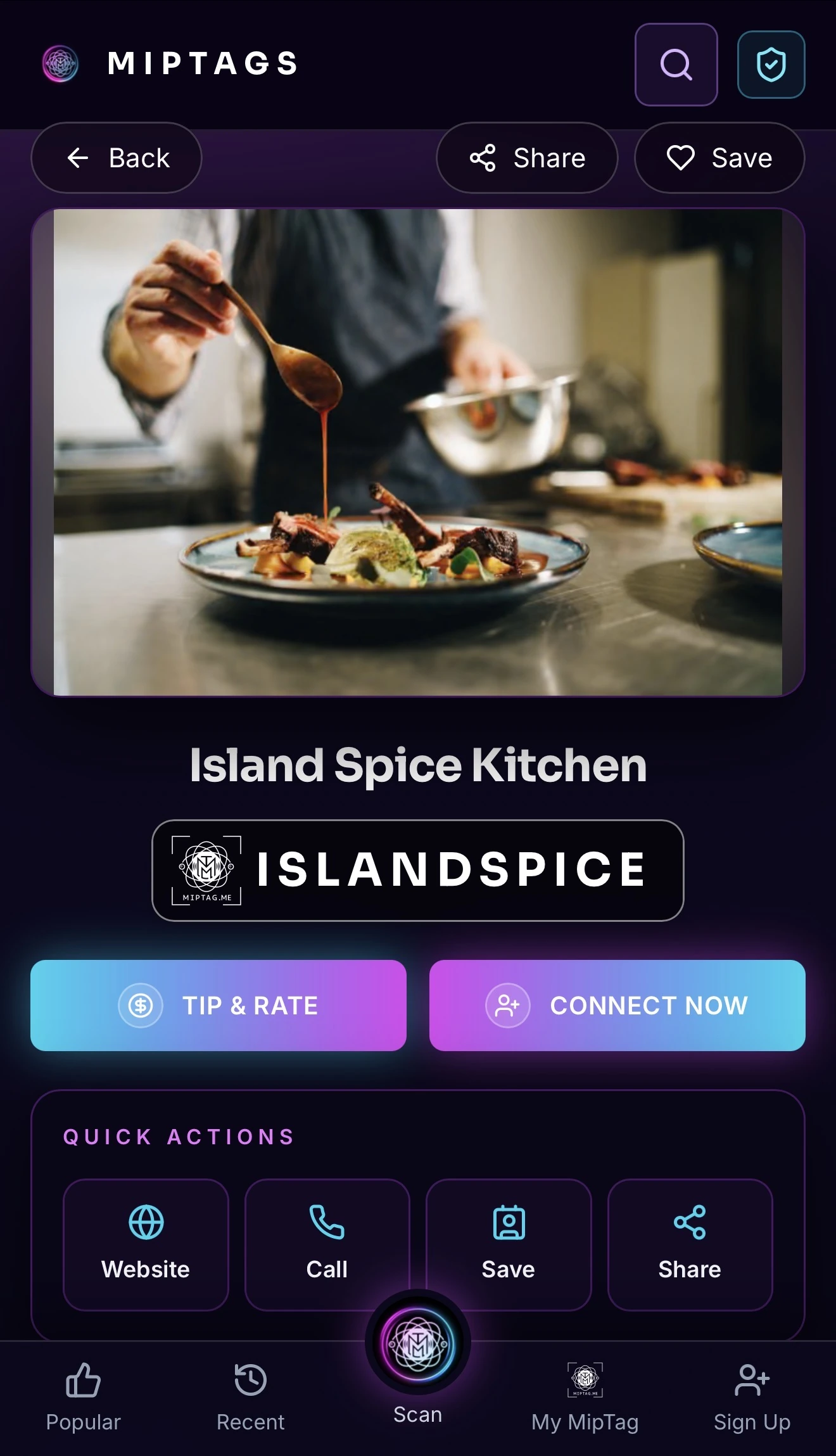 Island Spice Kitchen MipTags profile design