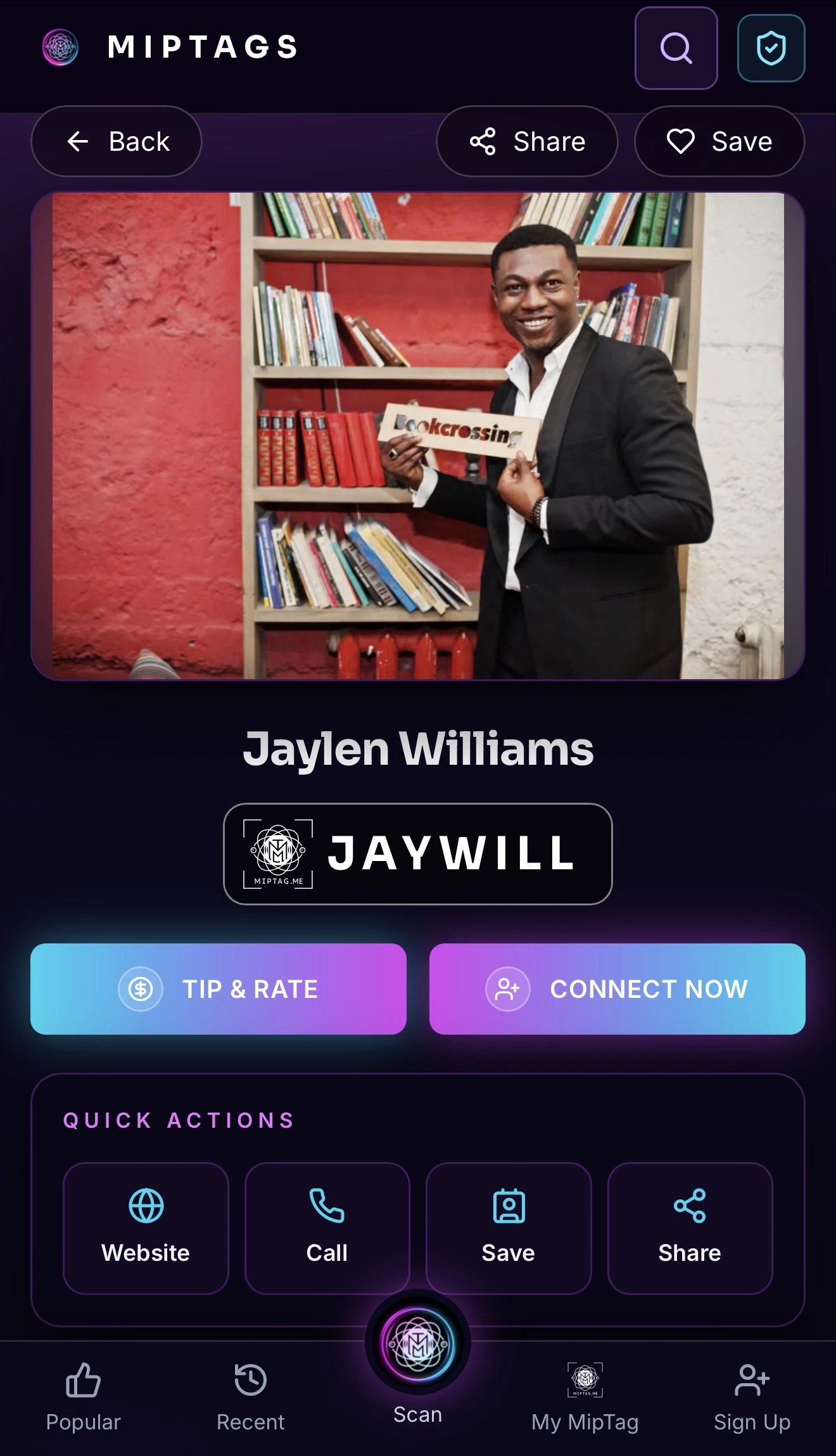 Jaylen Williams MipTags profile design