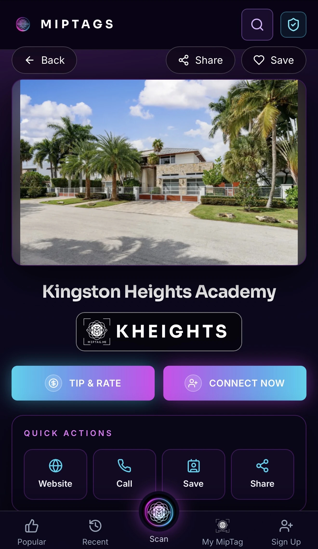 Kingston Heights Academy MipTags profile design