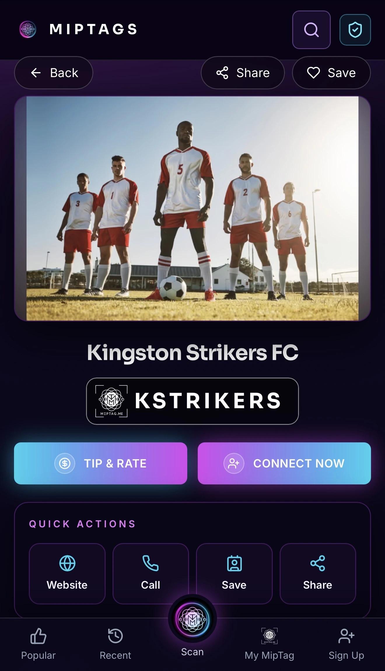Kingston Strikers FC MipTags profile design
