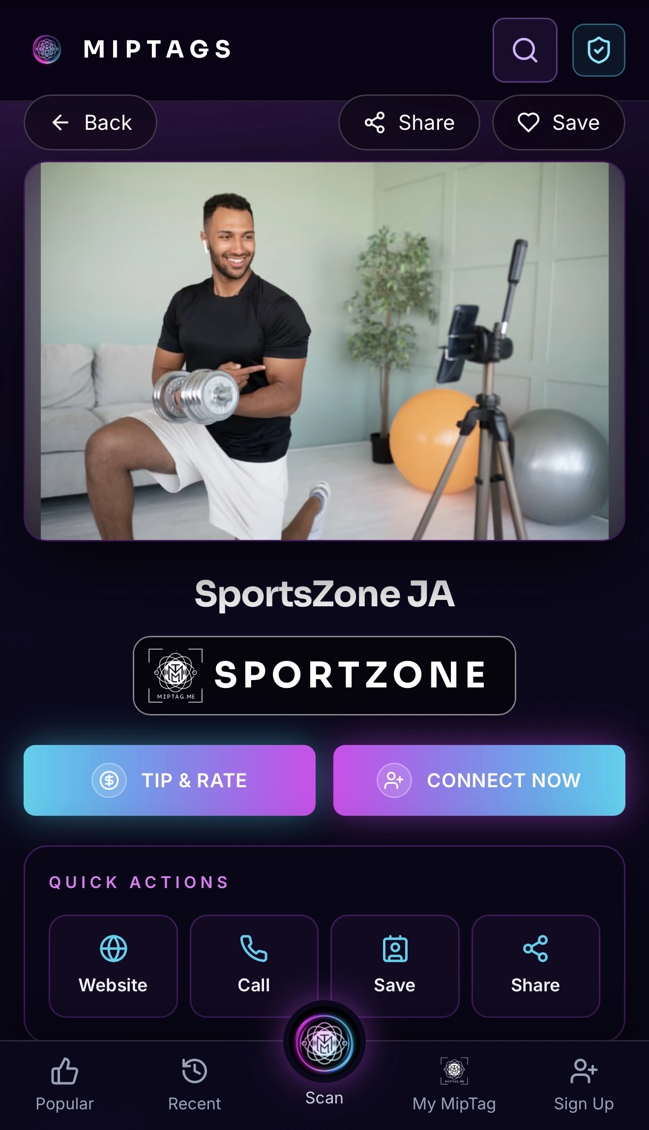 SportsZone JA MipTags profile design