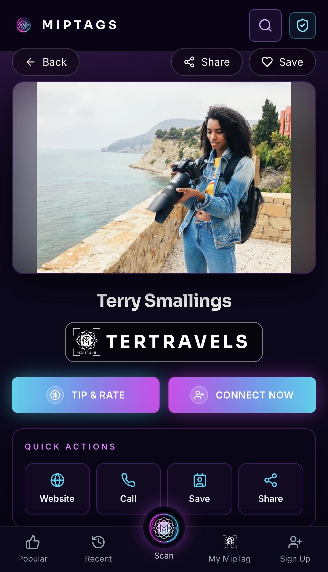Terry Smallings MipTags profile design